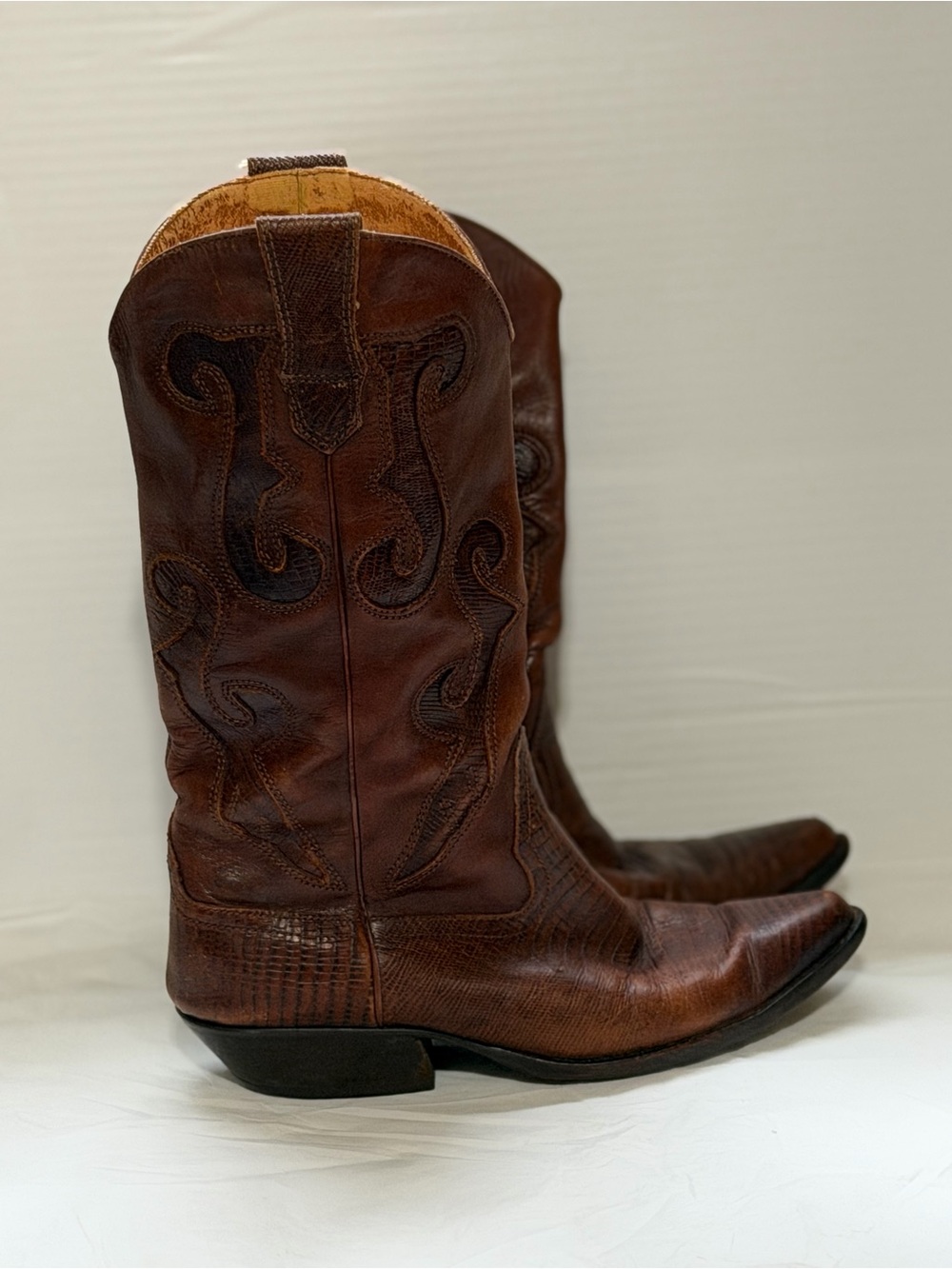 Nine West Brown Leather Western-Style Heeled Boots